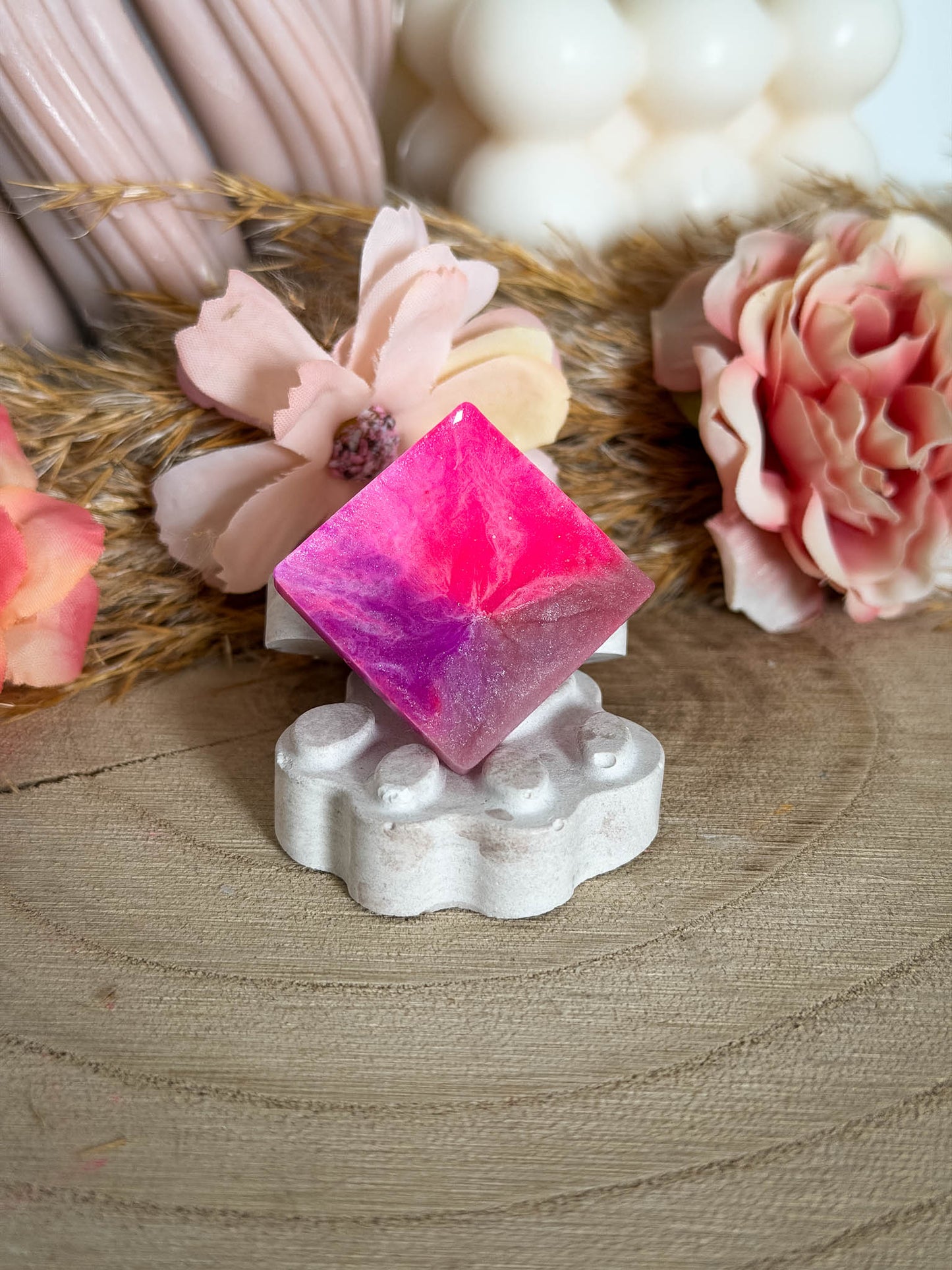 Viereckige Hundemarke Pink & lilan - Rosa