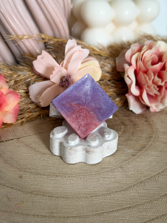 Viereckige Hundemarke Rosa L& helles Lila